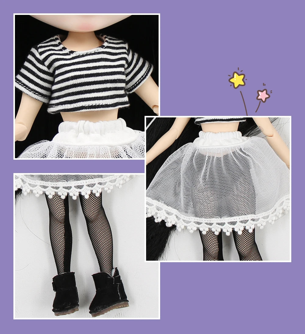 ICY DBS blyth doll 1/6 bjd white skin joint body black hair matte face eyebrows custom doll 30cm toy anime girls gift