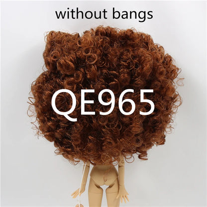 DBS blyth doll icy RBL scalp wigs for doll curly hair without bangs for DIY custom doll anime brown hair black hair white skin