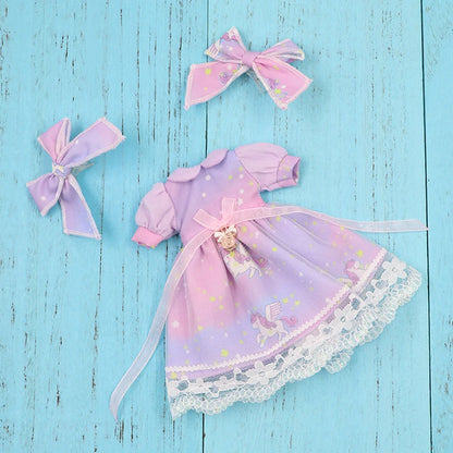 ICY DBS Blyth doll outfit licca body toy clothes Unicom purple dress with melamed