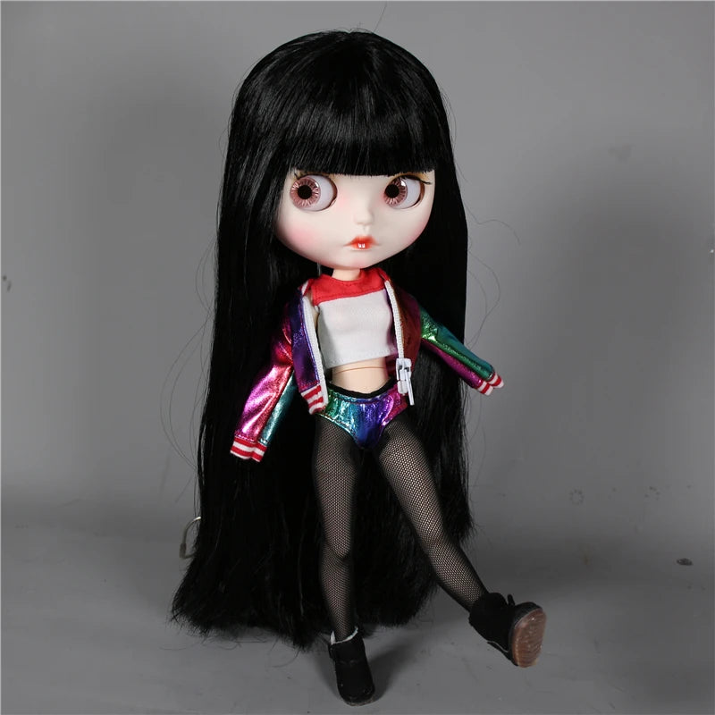 ICY DBS blyth doll 1/6 bjd white skin joint body black hair matte face eyebrows custom doll 30cm toy anime girls gift