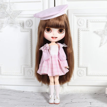 ICY DBS Blyth doll clothes Pink Maid outfit with coat and socks suit toy dress