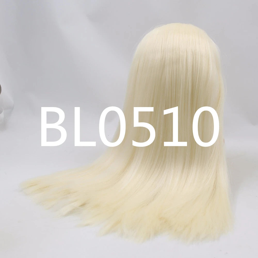 DBS factory blyth doll icy doll bjd wig rbl scalp and dome straight hair for DIY custom doll anime white skin black hair