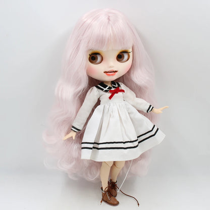 ICY DBS Blyth doll clothes outfits toy for blyth doll icy joint body licca body pink dress white hat