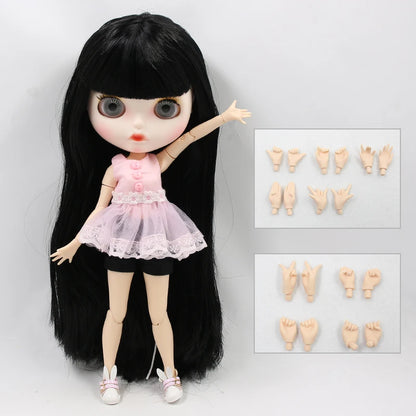 ICY DBS blyth doll 1/6 bjd white skin joint body black hair matte face eyebrows custom doll 30cm toy anime girls gift
