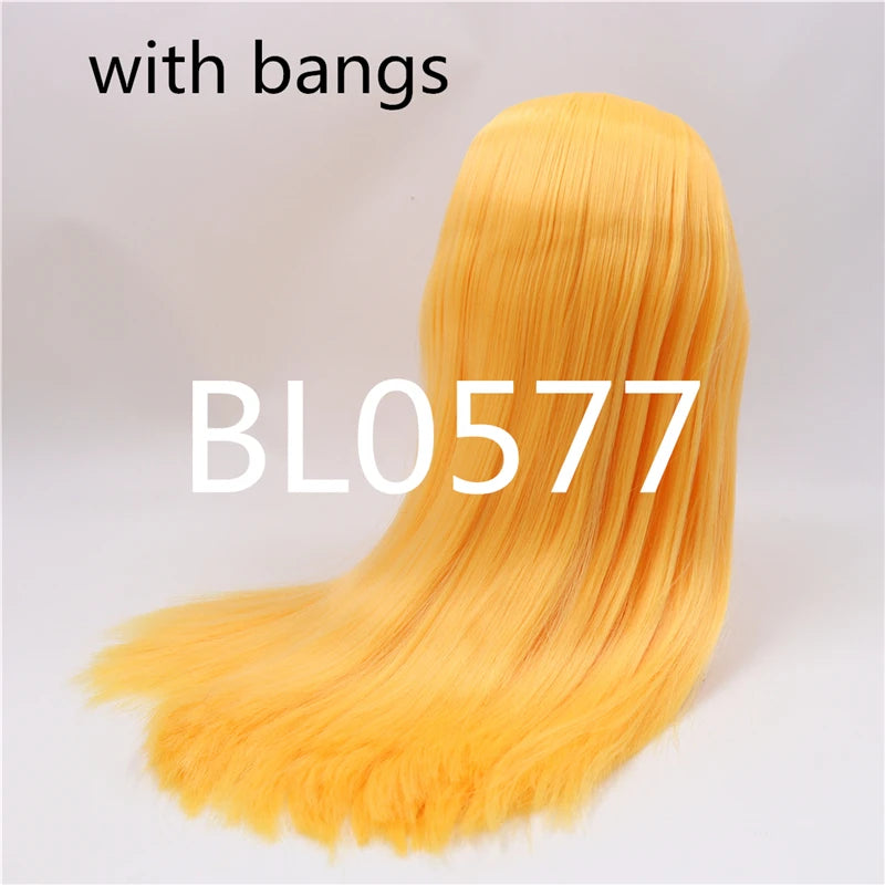 DBS factory blyth doll icy doll bjd wig rbl scalp and dome straight hair for DIY custom doll anime white skin black hair