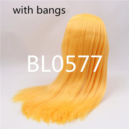DBS factory blyth doll icy doll bjd wig rbl scalp and dome straight hair for DIY custom doll anime white skin black hair