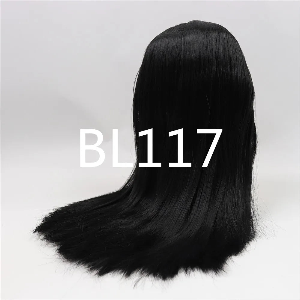 DBS factory blyth doll icy doll bjd wig rbl scalp and dome straight hair for DIY custom doll anime white skin black hair
