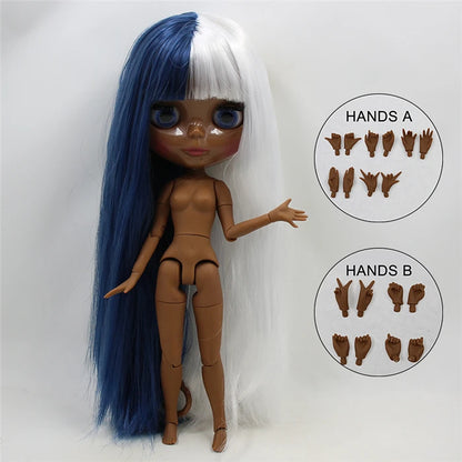 ICY DBS blyth doll super black skin joint body shiny face 30cm anime nude doll toy doll girls gift African American skin tone