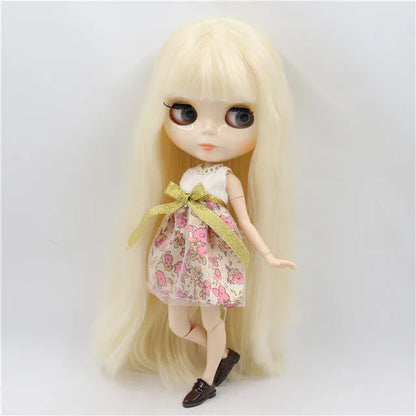 ICY DBS Blyth Doll toy joint body white skin shiny face with clothes and shoes, 30cm 1/6 toy girl gift