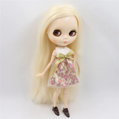 ICY DBS Blyth Doll toy joint body white skin shiny face with clothes and shoes, 30cm 1/6 toy girl gift