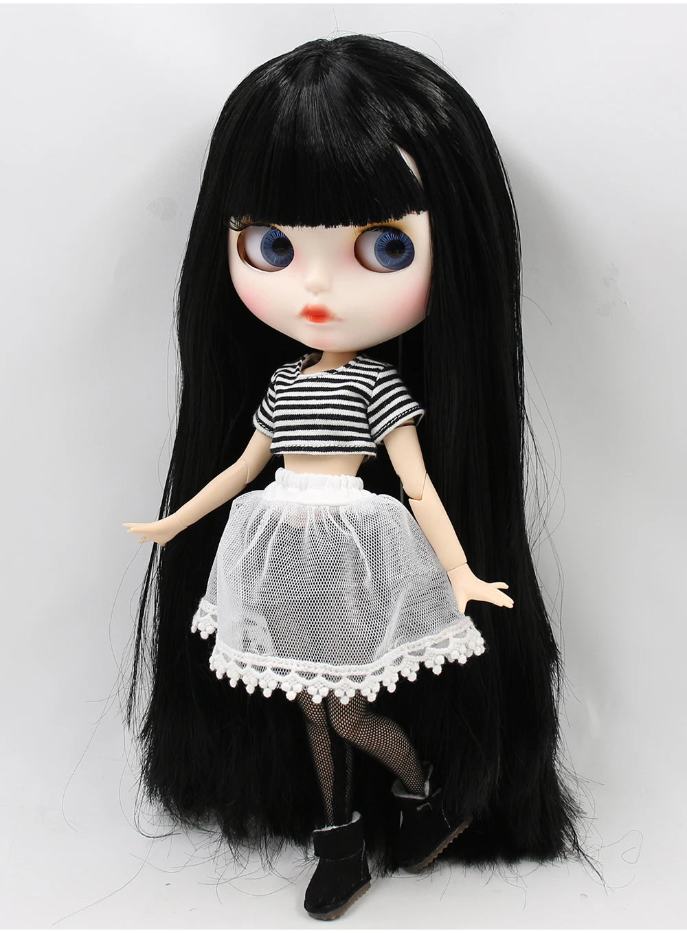 ICY DBS blyth doll 1/6 bjd white skin joint body black hair matte face eyebrows custom doll 30cm toy anime girls gift
