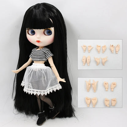 ICY DBS blyth doll 1/6 bjd white skin joint body black hair matte face eyebrows custom doll 30cm toy anime girls gift