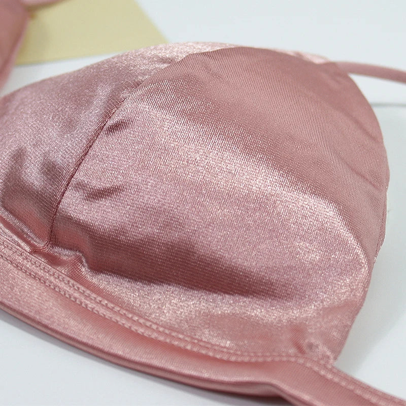 Women's French Style Bra Girl Wrapped Chest Adjustable Shoulder Strap Single Buckle Satin Sexy Tube Top Underwear Lingerie