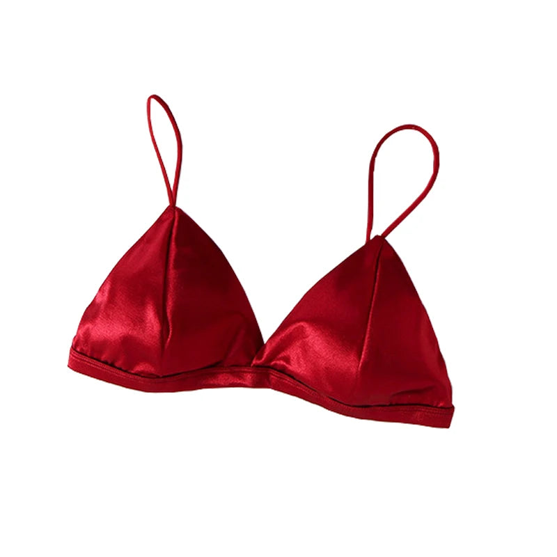 Women's French Style Bra Girl Wrapped Chest Adjustable Shoulder Strap Single Buckle Satin Sexy Tube Top Underwear Lingerie