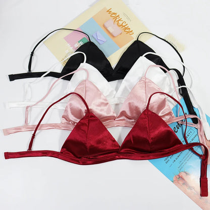 Women's French Style Bra Girl Wrapped Chest Adjustable Shoulder Strap Single Buckle Satin Sexy Tube Top Underwear Lingerie