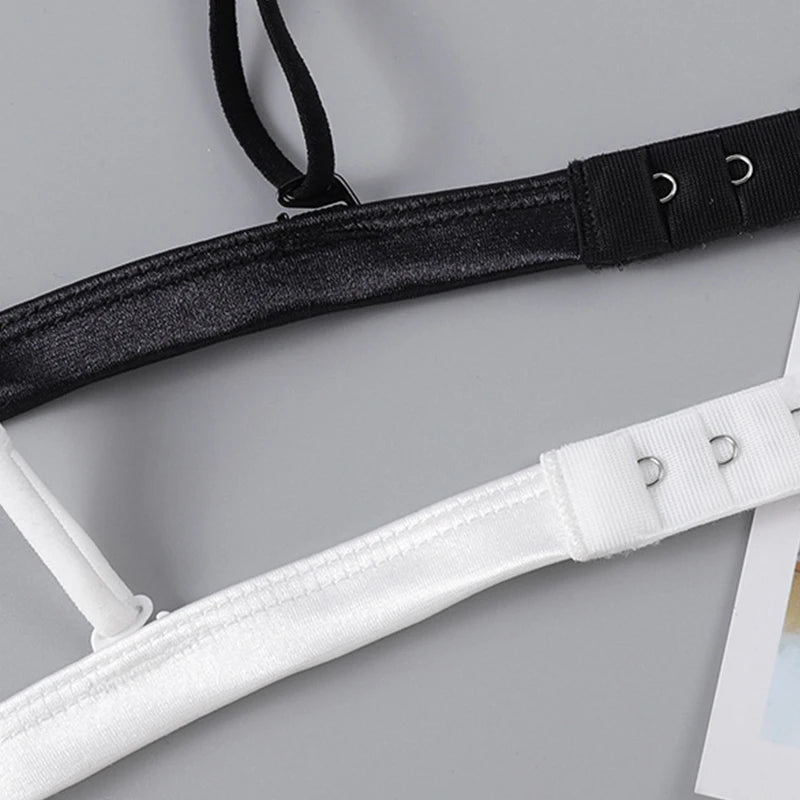 Women's French Style Bra Girl Wrapped Chest Adjustable Shoulder Strap Single Buckle Satin Sexy Tube Top Underwear Lingerie