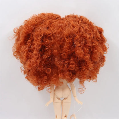 DBS blyth doll icy RBL scalp wigs for doll curly hair without bangs for DIY custom doll anime brown hair black hair white skin