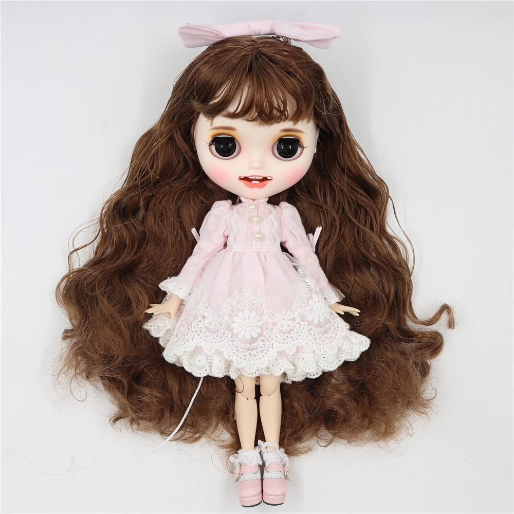 ICY DBS Blyth doll clothes outfits toy for blyth doll icy joint body licca body pink dress white hat