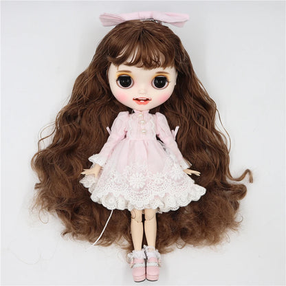 ICY DBS Blyth doll clothes outfits toy for blyth doll icy joint body licca body pink dress white hat
