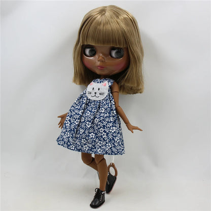 ICY DBS blyth doll super black skin joint body shiny face 30cm anime nude doll toy doll girls gift African American skin tone