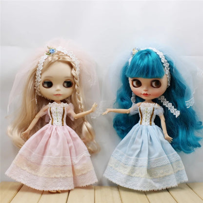 ICY DBS Blyth doll licca toy clothes lace wedding dress rabbit headdress anime bunny suit girls gift