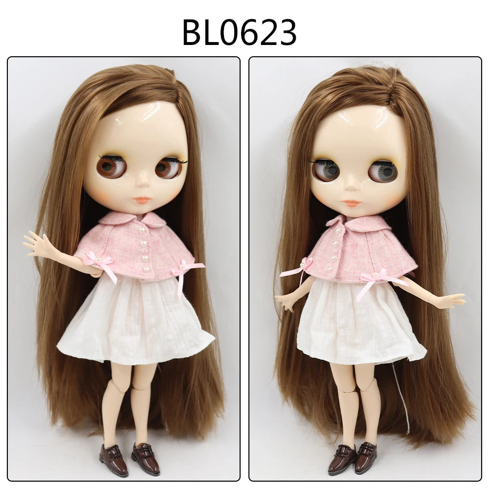 ICY DBS Blyth Doll toy joint body white skin shiny face with clothes and shoes, 30cm 1/6 toy girl gift