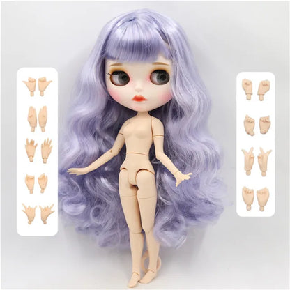 ICY DBS Blyth Doll 1/6 bjd blue mix violet hair joint body matte face 30cm nude doll toy anime girls gift