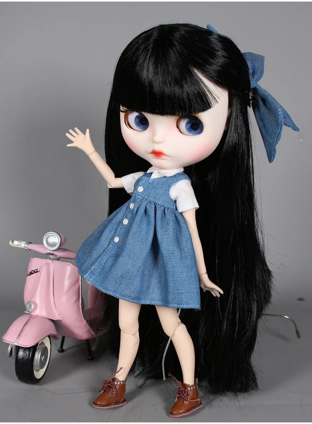 ICY DBS blyth doll 1/6 bjd white skin joint body black hair matte face eyebrows custom doll 30cm toy anime girls gift