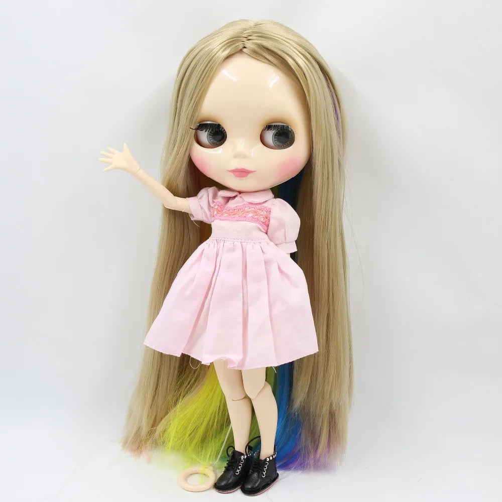 ICY DBS Blyth Doll 1/6 bjd 30cm toy joint body white skin shiny face nude doll