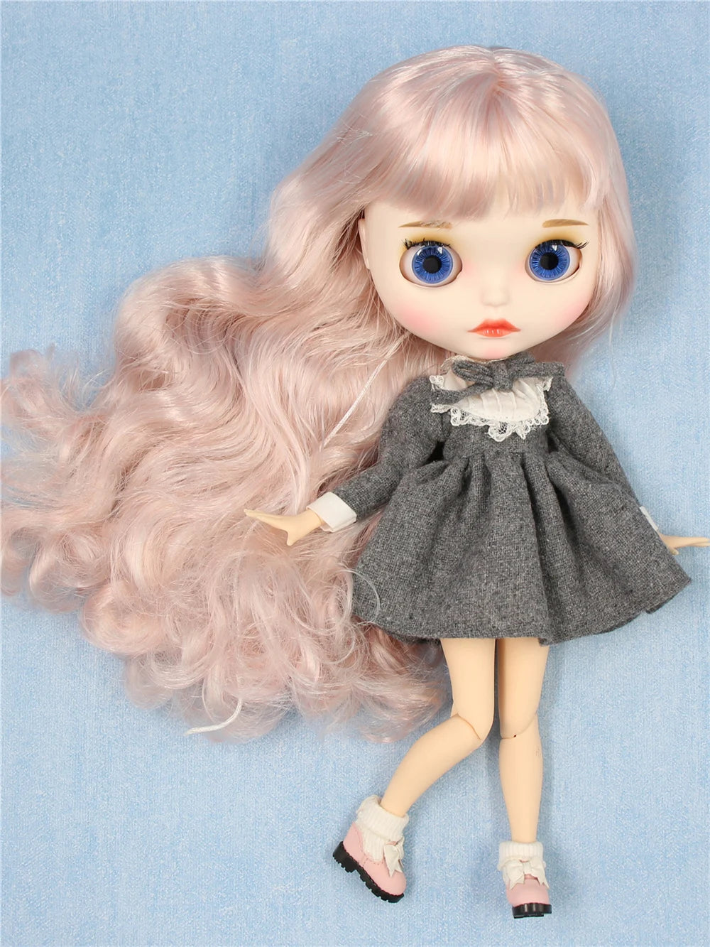 ICY DBS Blyth doll 1/6 bjd joint body dark skin shiny face blue hair white skin matte face Multi-colored hair 30CM toy anime