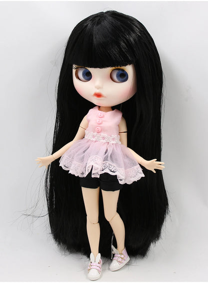 ICY DBS blyth doll 1/6 bjd white skin joint body black hair matte face eyebrows custom doll 30cm toy anime girls gift