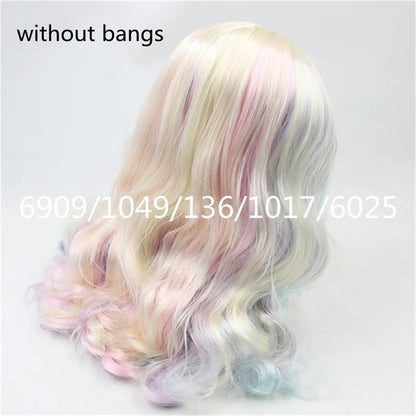 ICY DBS blyth doll rbl scalp and dome wavy hair multi-color wig for custom doll anime toy white skin mix hair