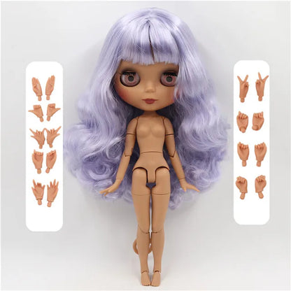 ICY DBS Blyth Doll 1/6 bjd blue mix violet hair joint body matte face 30cm nude doll toy anime girls gift