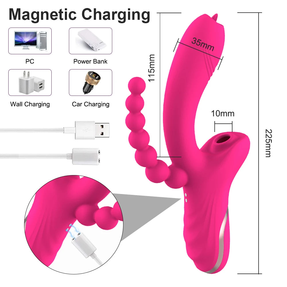 3 In 1 Clit Sucker Vagina Sucking Vibrator Clitoris Stimulator Blowjob Oral Nipple Sex Toys for Adults 18 Women Products