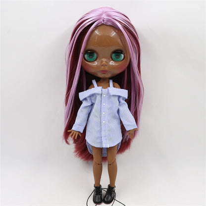 ICY DBS Blyth Doll Toy blyth doll joint body super black skin bjd 30cm doll for DIY custom doll anime girls