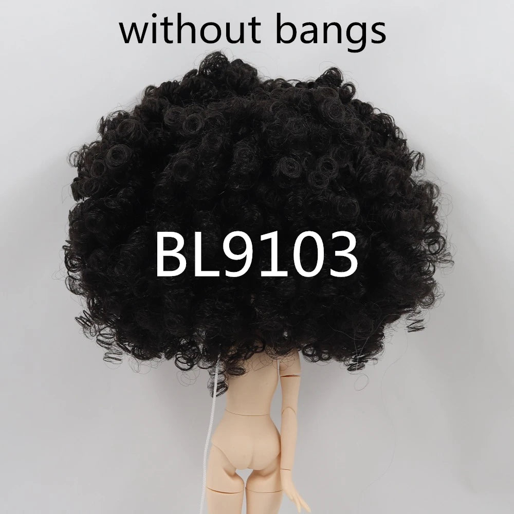 DBS blyth doll icy RBL scalp wigs for doll curly hair without bangs for DIY custom doll anime brown hair black hair white skin