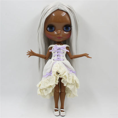 ICY DBS blyth doll super black skin joint body shiny face 30cm anime nude doll toy doll girls gift African American skin tone