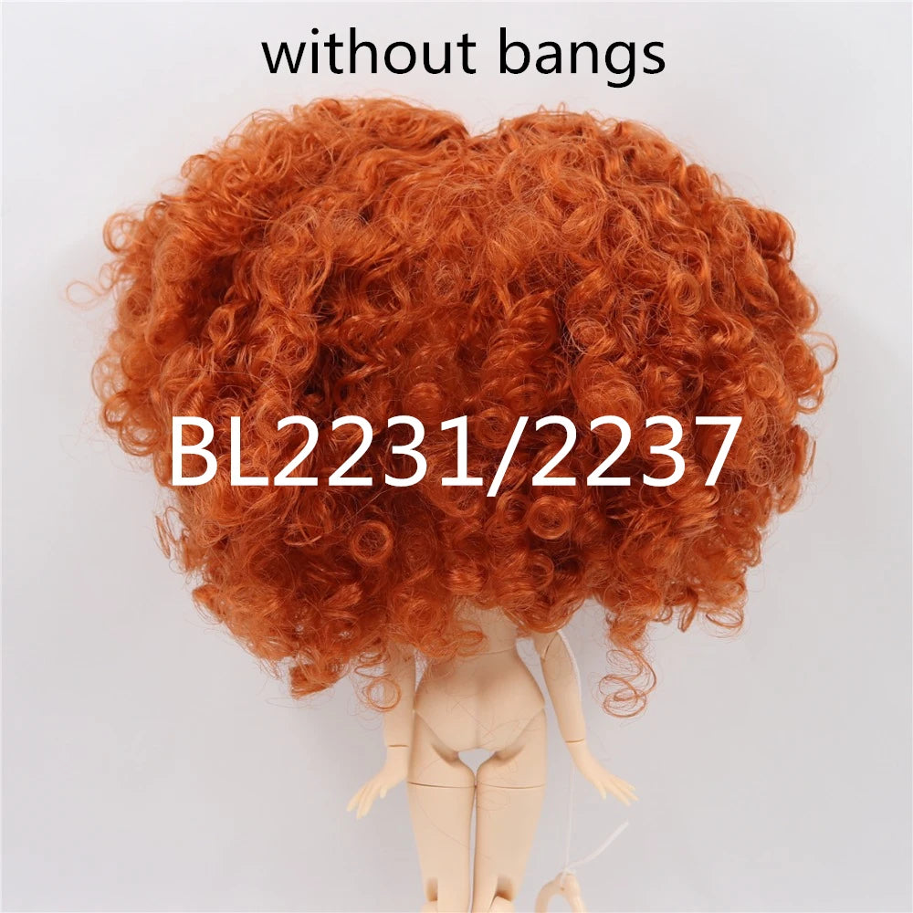 DBS blyth doll icy RBL scalp wigs for doll curly hair without bangs for DIY custom doll anime brown hair black hair white skin