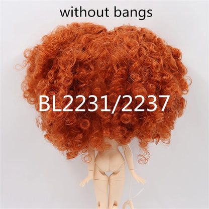 DBS blyth doll icy RBL scalp wigs for doll curly hair without bangs for DIY custom doll anime brown hair black hair white skin