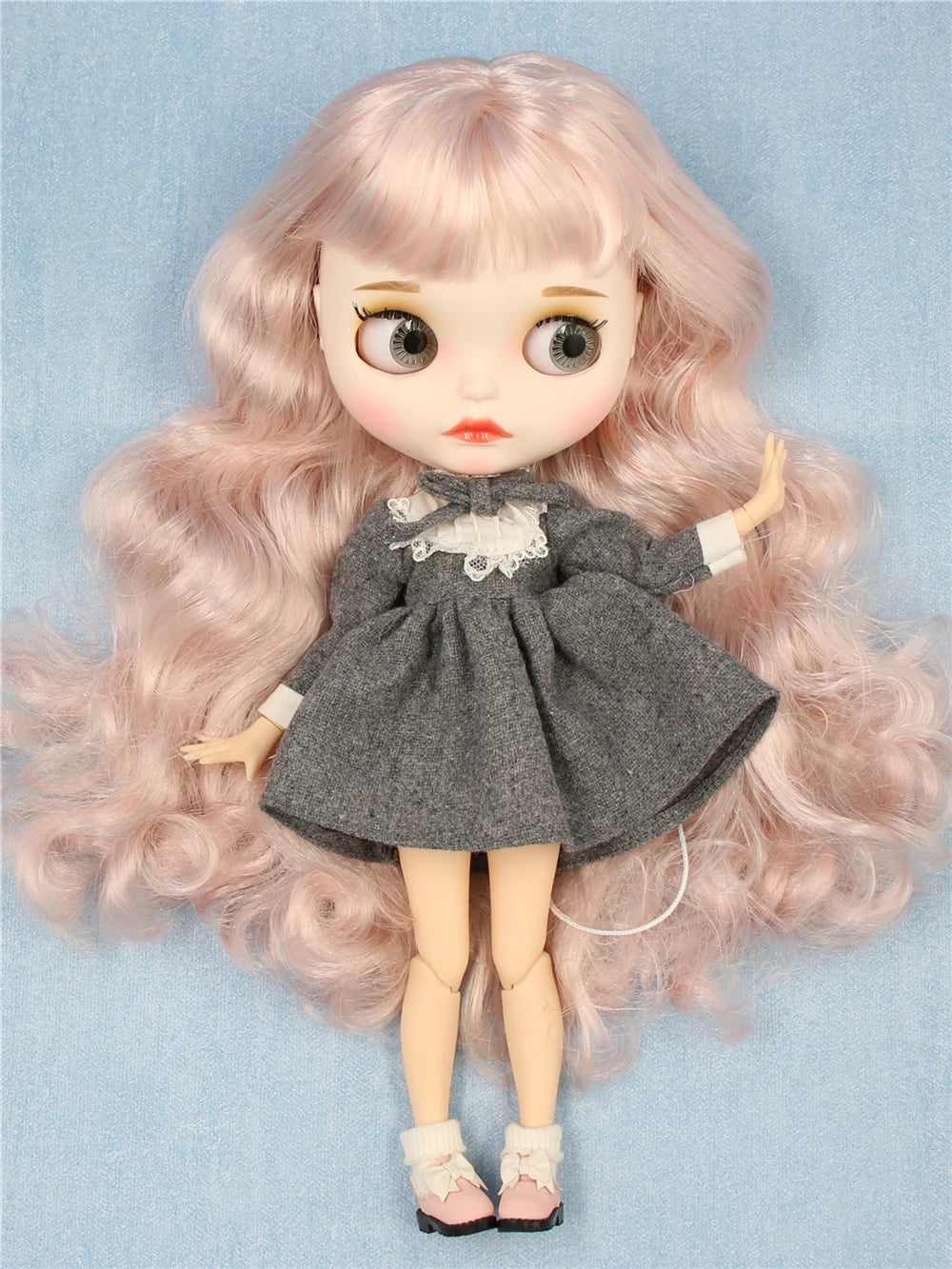 ICY DBS Blyth doll 1/6 bjd joint body dark skin shiny face blue hair white skin matte face Multi-colored hair 30CM toy anime