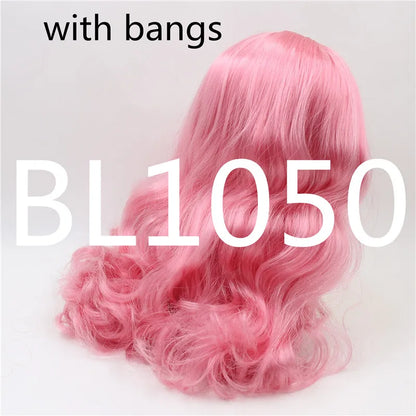DBS ICY blyth doll hair toy wig rbl scalp and dome wavy hair for customized doll white skin golden hair brown hair