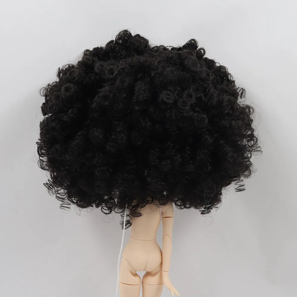 DBS blyth doll icy RBL scalp wigs for doll curly hair without bangs for DIY custom doll anime brown hair black hair white skin