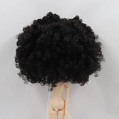 DBS blyth doll icy RBL scalp wigs for doll curly hair without bangs for DIY custom doll anime brown hair black hair white skin