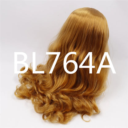DBS ICY blyth doll hair toy wig rbl scalp and dome wavy hair for customized doll white skin golden hair brown hair