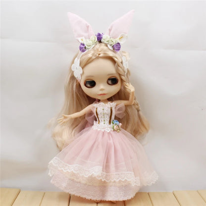 ICY DBS Blyth doll licca toy clothes lace wedding dress rabbit headdress anime bunny suit girls gift