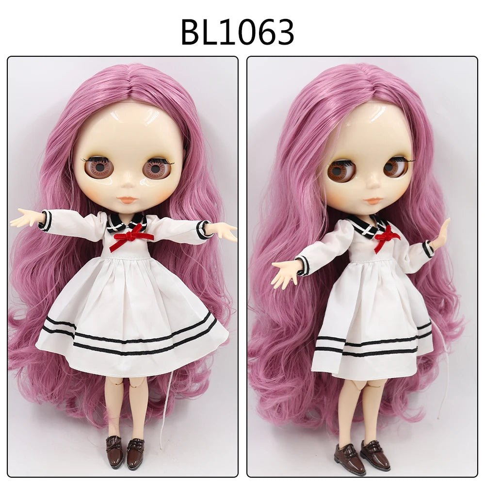 ICY DBS Blyth Doll toy joint body white skin shiny face with clothes and shoes, 30cm 1/6 toy girl gift