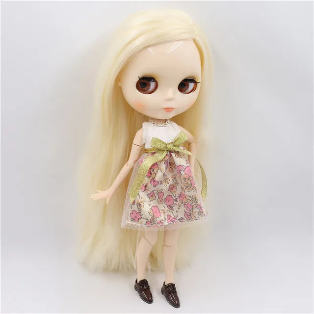 ICY DBS Blyth Doll toy joint body white skin shiny face with clothes and shoes, 30cm 1/6 toy girl gift