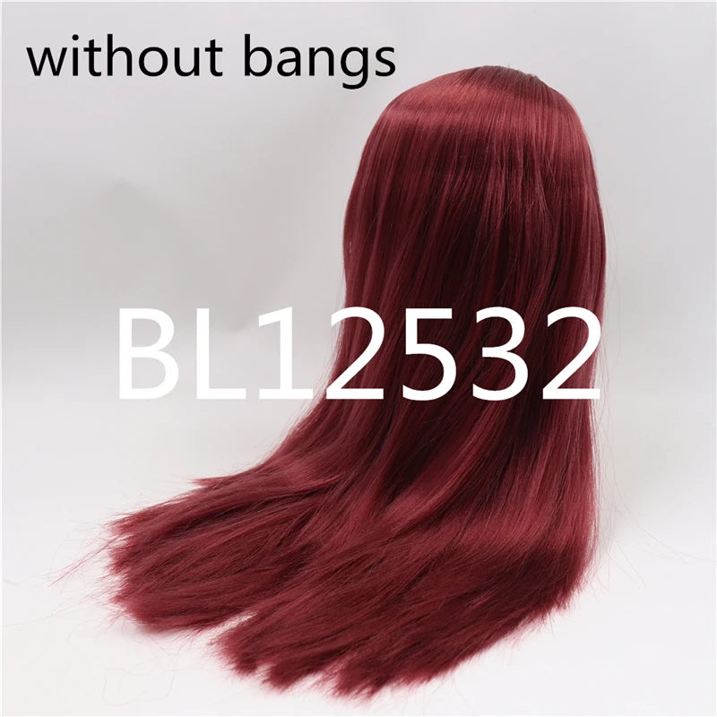 DBS factory blyth doll icy doll bjd wig rbl scalp and dome straight hair for DIY custom doll anime white skin black hair