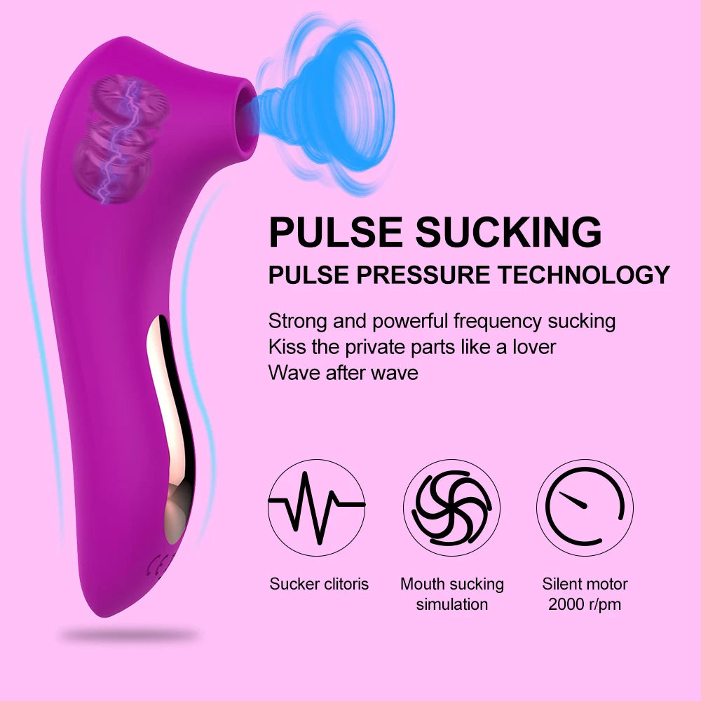 Powerful Clit Sucker Vacuum Vibrator Clitoris Sucking Nipple Sucking Tongue Vibrating Oral Licking Sex Toys for Adult Women