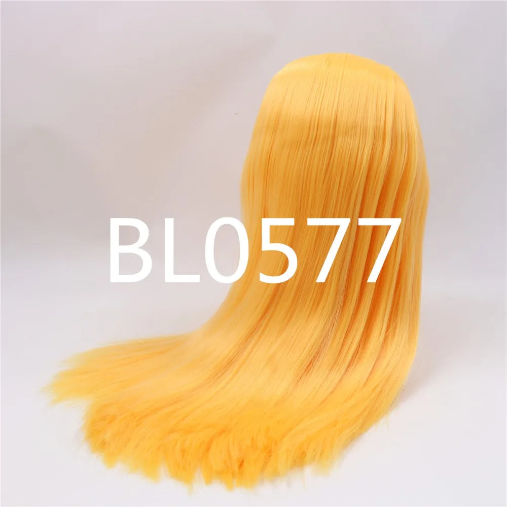 DBS factory blyth doll icy doll bjd wig rbl scalp and dome straight hair for DIY custom doll anime white skin black hair